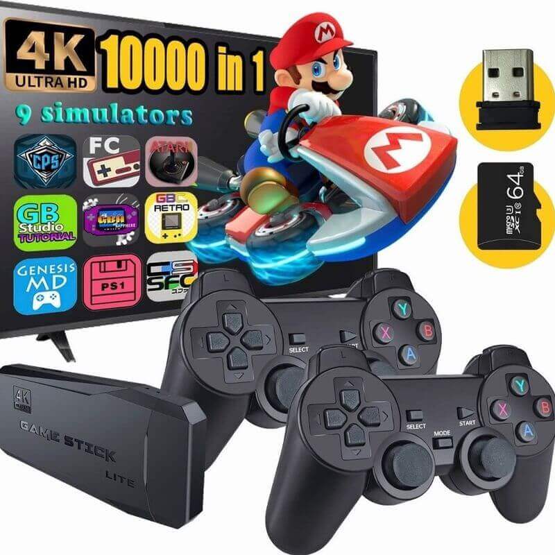 Video Game Retrô 4K Console Stick 10Mil Jogos 2 Controles