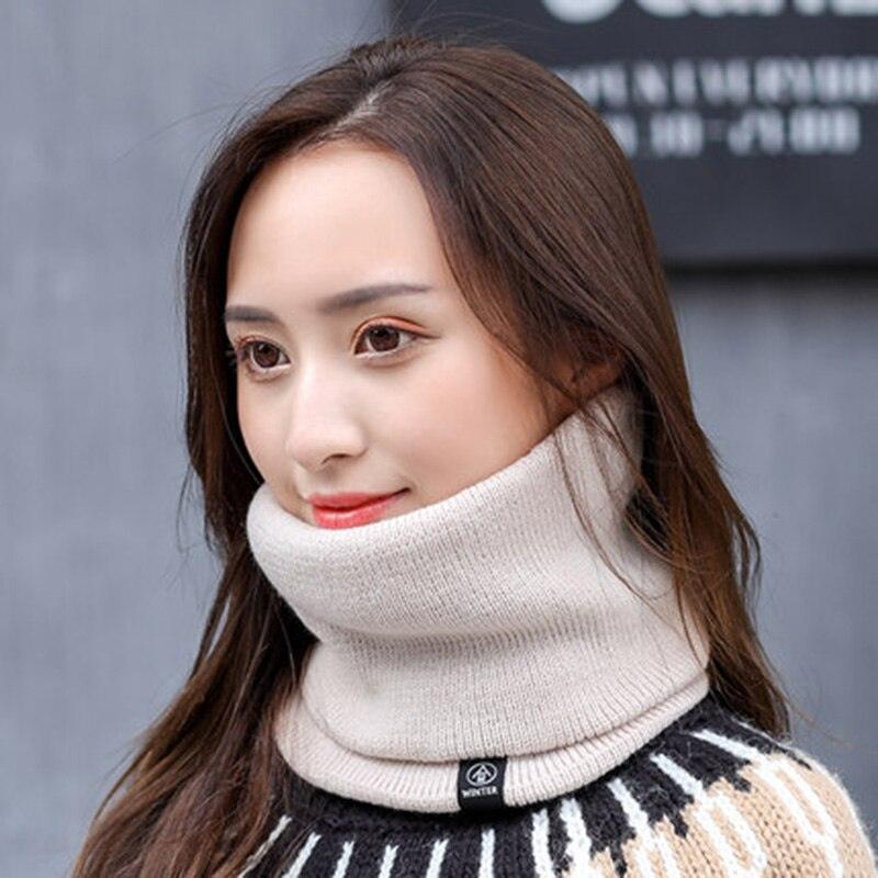 Female Knit Woolen Pulloves False Collar Warm Scarve Unisex Winter Plush Thicken Elastic Windproof Cycling Neck Guard Scarf O8 - Nossa Casa Completa