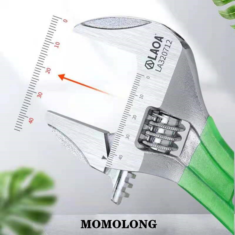 LAOA 6/8/10/12inch Wrench Short Handle Adjustable Spanner Monkey Spanner HCS Material Laser Scale Rubber Wrapped - Nossa Casa Completa