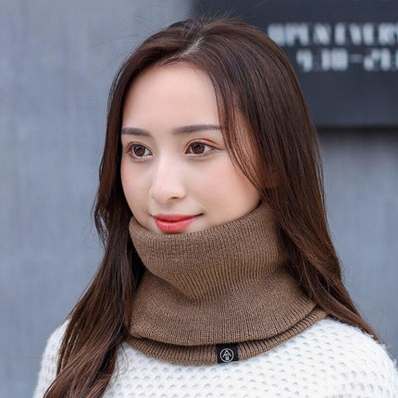 Female Knit Woolen Pulloves False Collar Warm Scarve Unisex Winter Plush Thicken Elastic Windproof Cycling Neck Guard Scarf O8 - Nossa Casa Completa