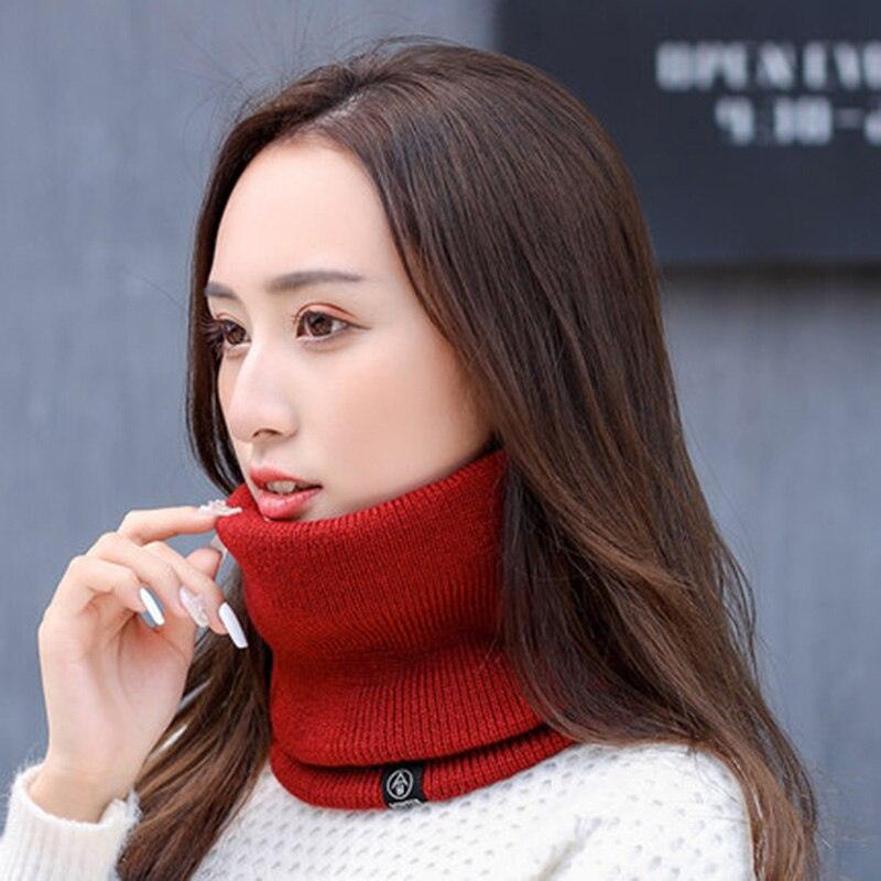Female Knit Woolen Pulloves False Collar Warm Scarve Unisex Winter Plush Thicken Elastic Windproof Cycling Neck Guard Scarf O8 - Nossa Casa Completa