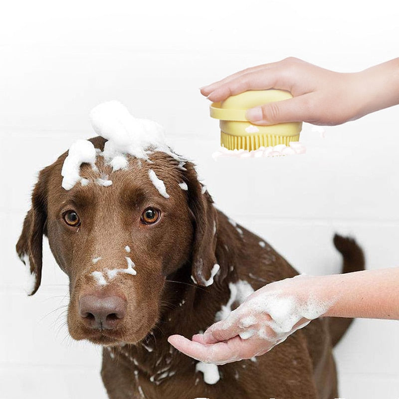Escova de Banho Massageadora Compartimento para Shampoo Integrado PetSpa Pro