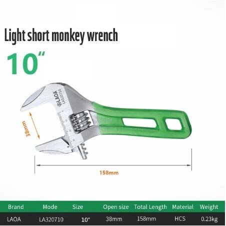 LAOA 6/8/10/12inch Wrench Short Handle Adjustable Spanner Monkey Spanner HCS Material Laser Scale Rubber Wrapped - Nossa Casa Completa