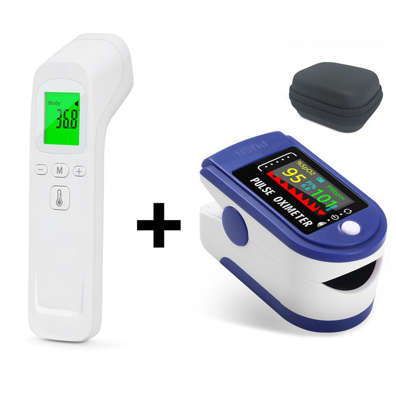 Medical Finger Pulse Oximeter Blood Oxygen Saturation Meter Heart Rate Monitor OLED Oximetro Baby Thermometer Infrared Digital - Nossa Casa Completa