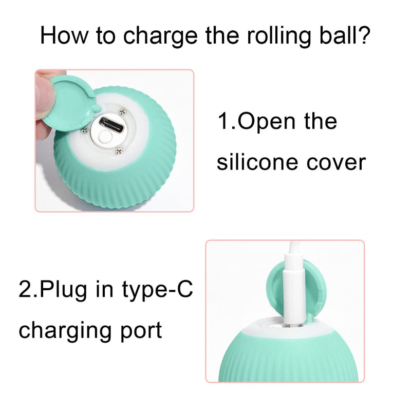 Smart Electric Cat Ball Toys Automatic Rolling Cat Toys for Cats Training Self-moving Kitten Toys for Indoor Interactive Playing