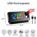 LED Digital Electronic Alarm Clock Ceiling Projector with 180° Rotatable Projection Time USB Desktop Bedroom Bedside Mute Clock
