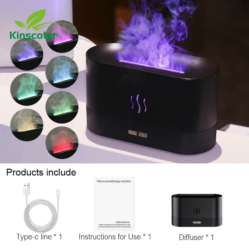 Umidificador de Ar Ultrassônico com Chamas de Led - Aroma Terapia