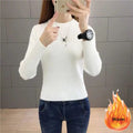 Women&#39;s Thicken Velvet Short Sweaters Fall Winter Warm O-neck Knitted Cropped Tops Korean Casual Slim Thermal Bottomed Pullover