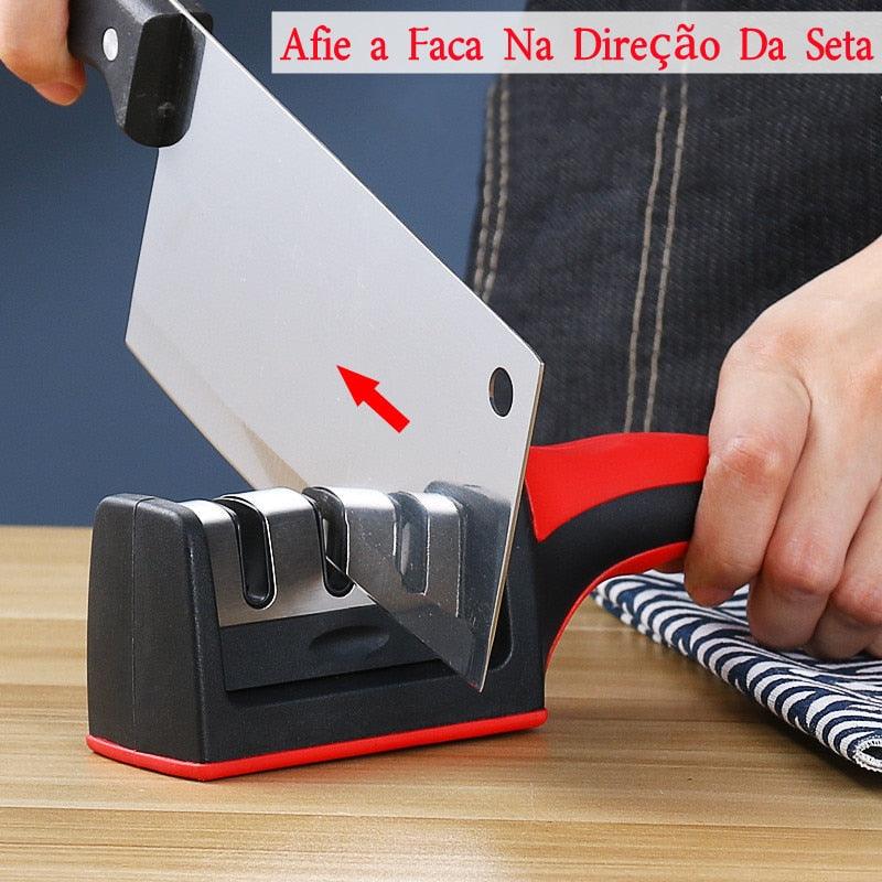 Professional Stainless Steel Knives Sharpster With 3 Professional Sharppers 21.5*5.8*5.1 CM - Nossa Casa Completa