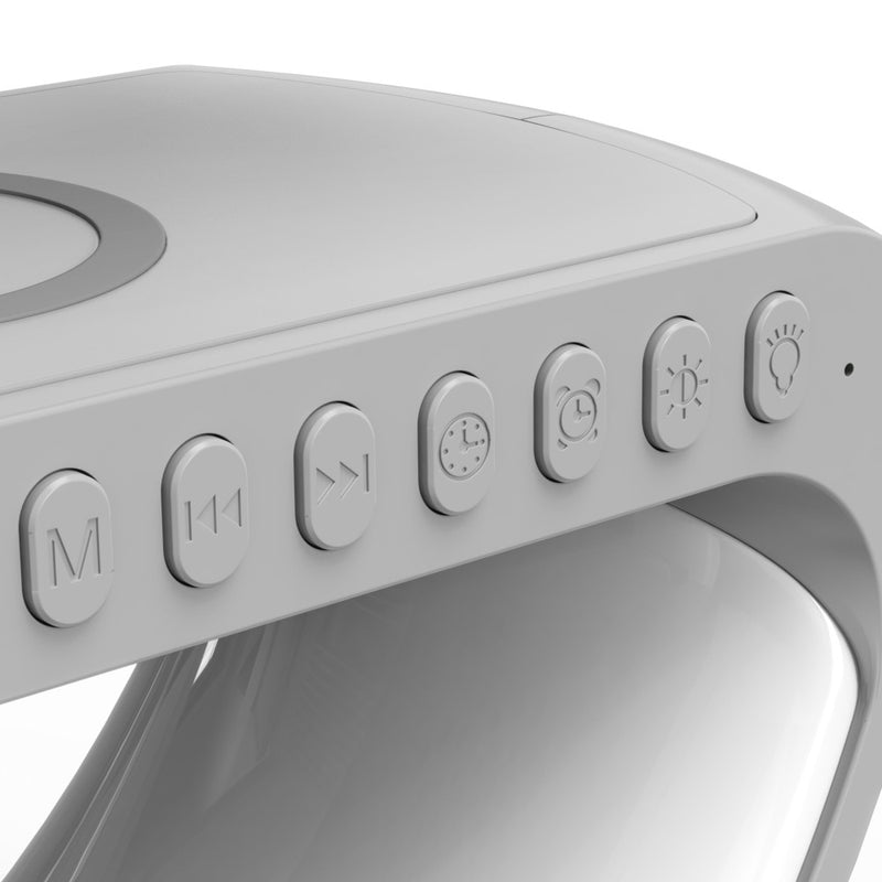 Luminária Inteligente GP-4, Estação 4 em 1 (Bluetooth, Alarme, Carregador, Luminária)
