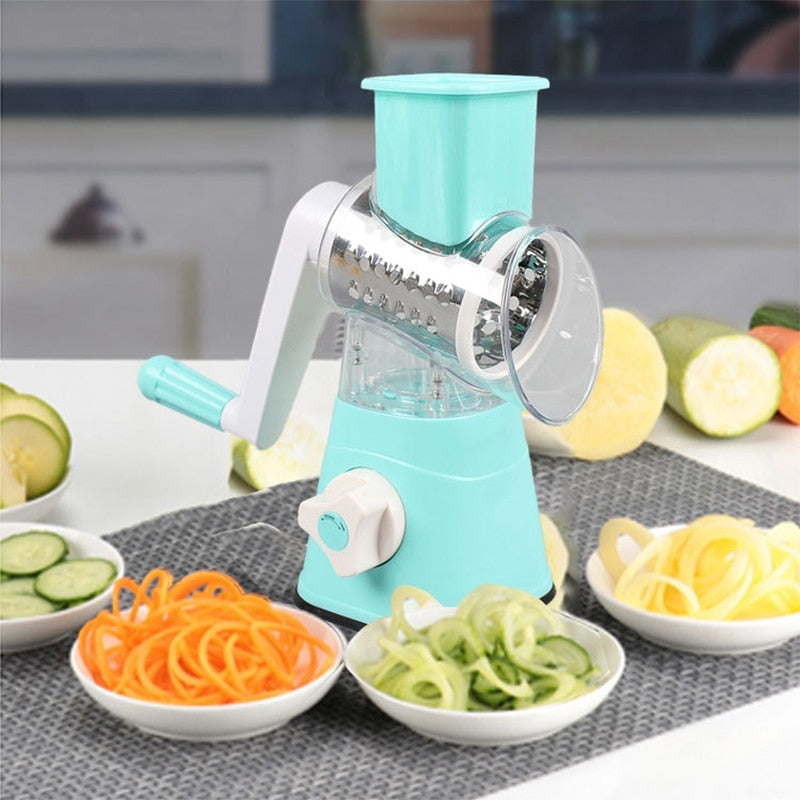 Cortador de Legumes Ralador Multifuncional 3-em-1 em Aço Inox