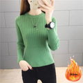 Women&#39;s Thicken Velvet Short Sweaters Fall Winter Warm O-neck Knitted Cropped Tops Korean Casual Slim Thermal Bottomed Pullover