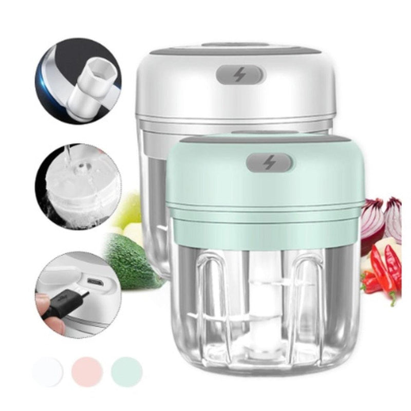 Mini Processador Elétrico de Alimentos Portátil com lâminas de aço inox USB 250 ml Bivolt Enviar cor aleatória - Nossa Casa Completa