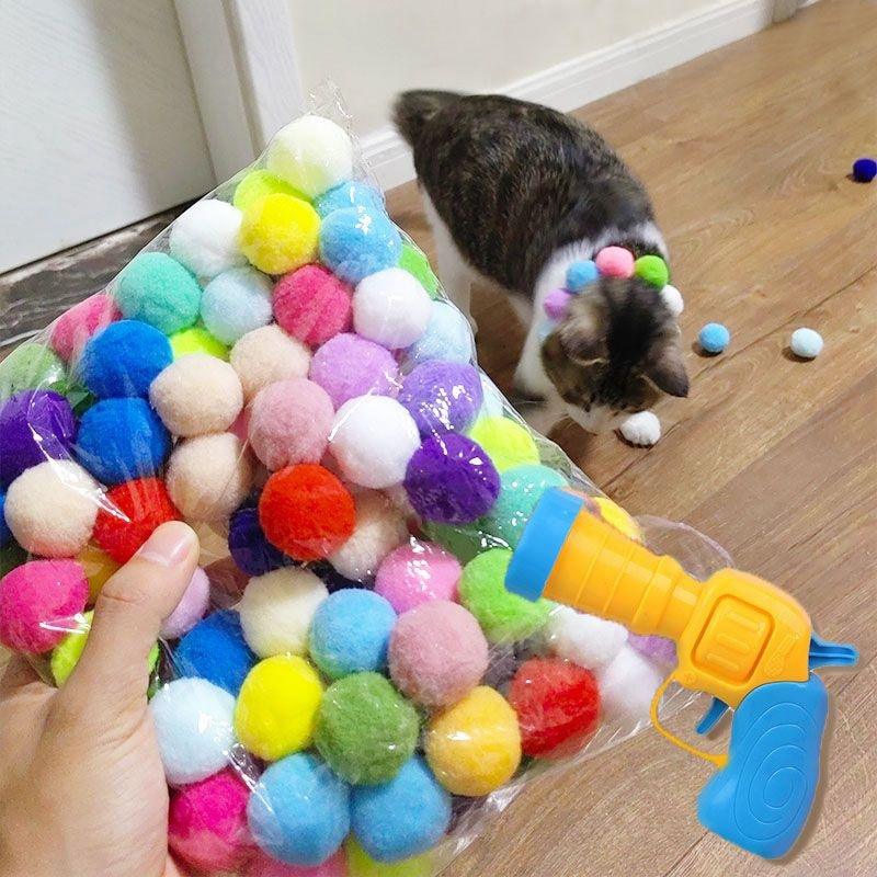 Cat Funny Interactive Teaser Training Toy Stretch Plush Ball Creative Kittens Mini Chew Ball Cat Chasing Game Toys Pompoms Balls - Nossa Casa Completa