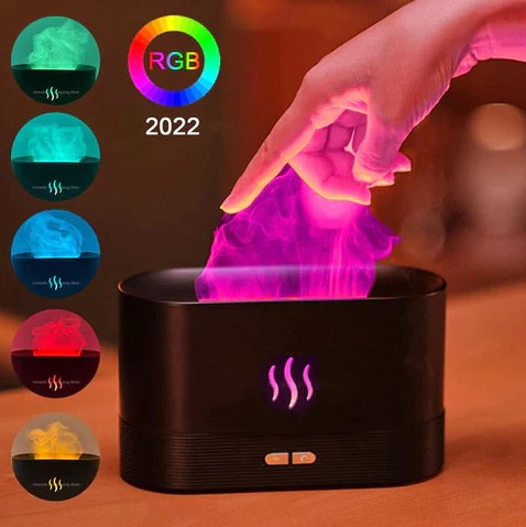 Umidificador de Ar Ultrassônico com Chamas de Led - Aroma Terapia