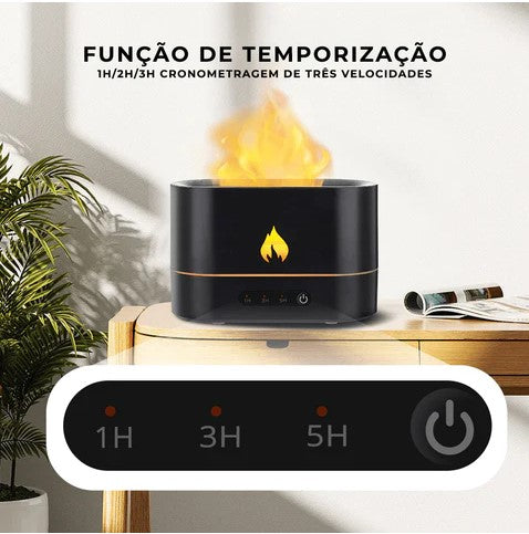 Umidificador de Ar Ultrassônico com Chamas de Led - Aroma Terapia