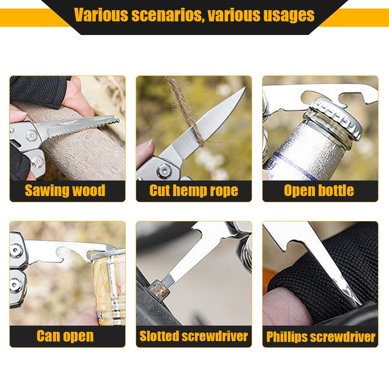 Multifunction Folding Pliers Pocket Knife Pliers Outdoor Camping Survival Hunting Tools Stainless Steel Multi-tool Pocket Knife - Nossa Casa Completa