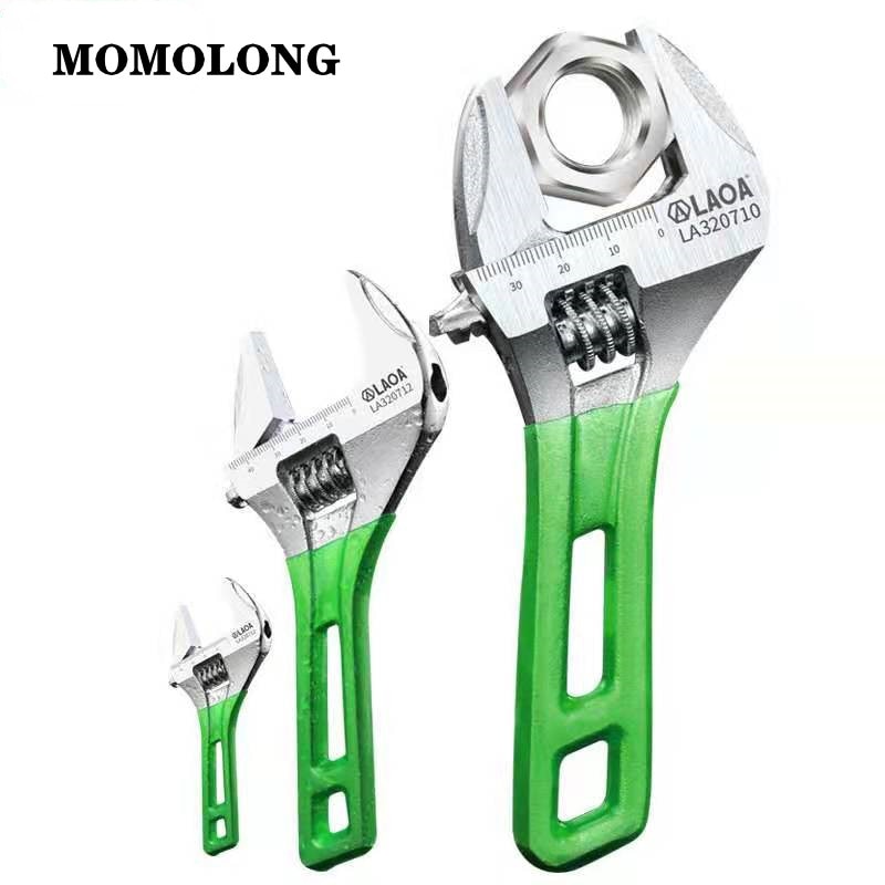 LAOA 6/8/10/12inch Wrench Short Handle Adjustable Spanner Monkey Spanner HCS Material Laser Scale Rubber Wrapped - Nossa Casa Completa