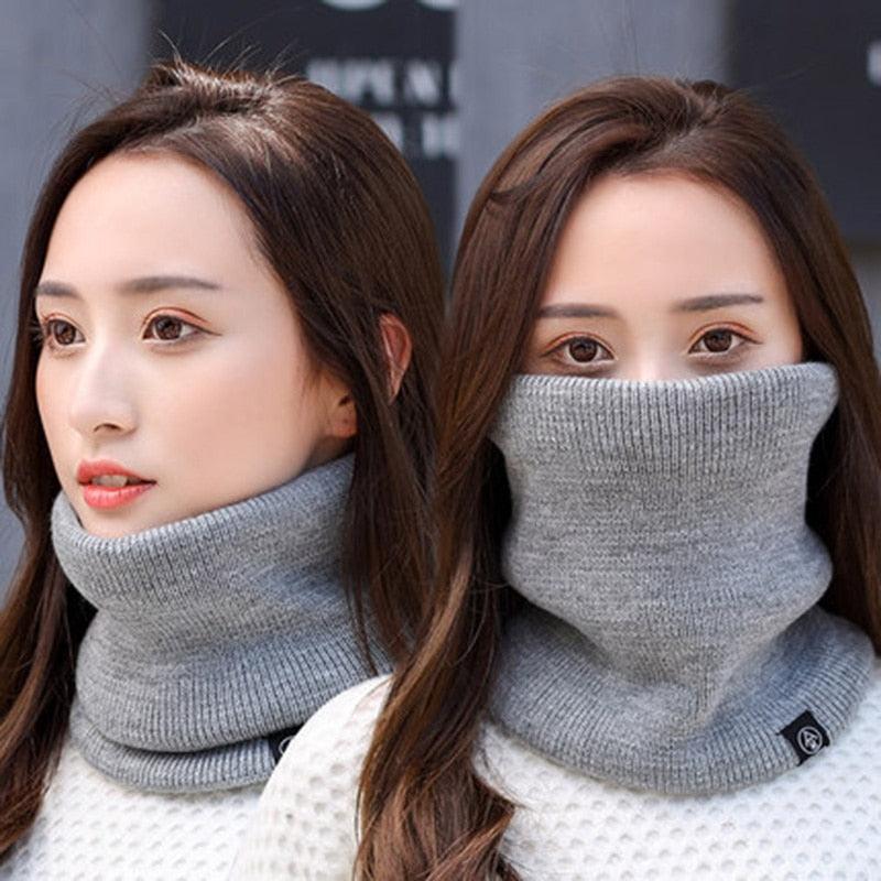 Female Knit Woolen Pulloves False Collar Warm Scarve Unisex Winter Plush Thicken Elastic Windproof Cycling Neck Guard Scarf O8 - Nossa Casa Completa
