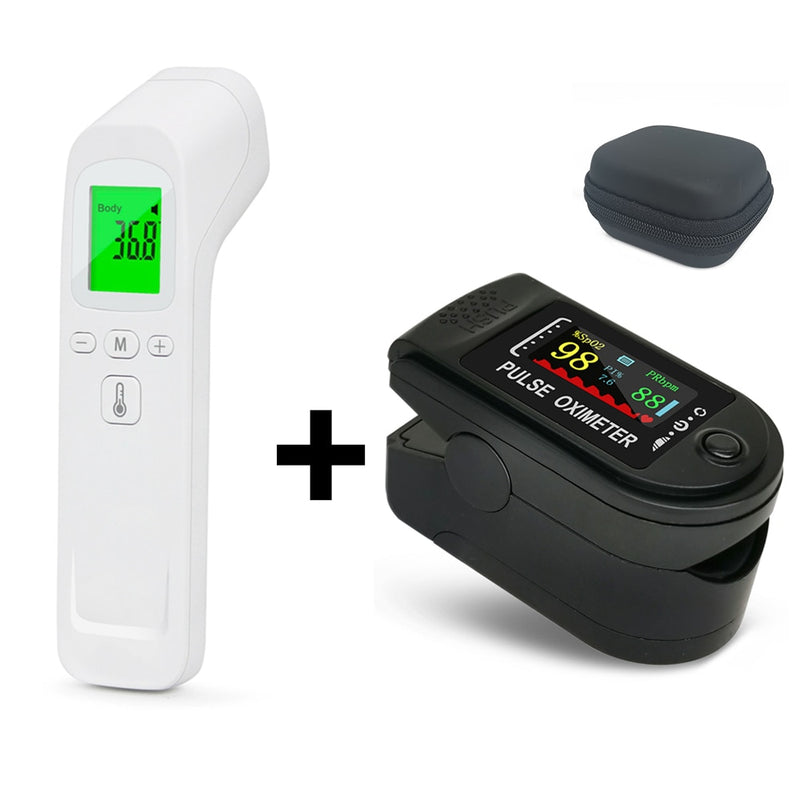 Medical Finger Pulse Oximeter Blood Oxygen Saturation Meter Heart Rate Monitor OLED Oximetro Baby Thermometer Infrared Digital - Nossa Casa Completa