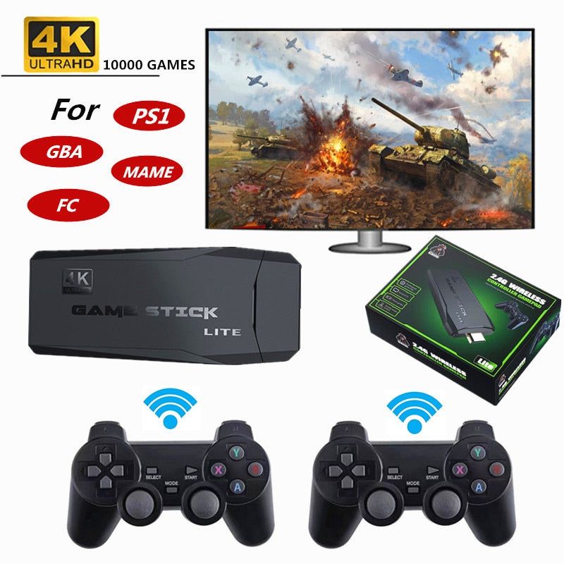 Video Game Retrô 4K Console Stick 10Mil Jogos 2 Controles