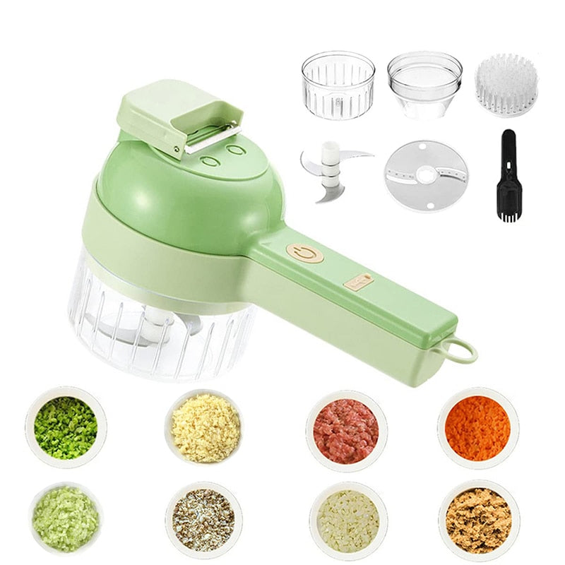 Cortador Elétrico Processador 4 em 1 Triturador De Alimentos Multifuncional Recarregável